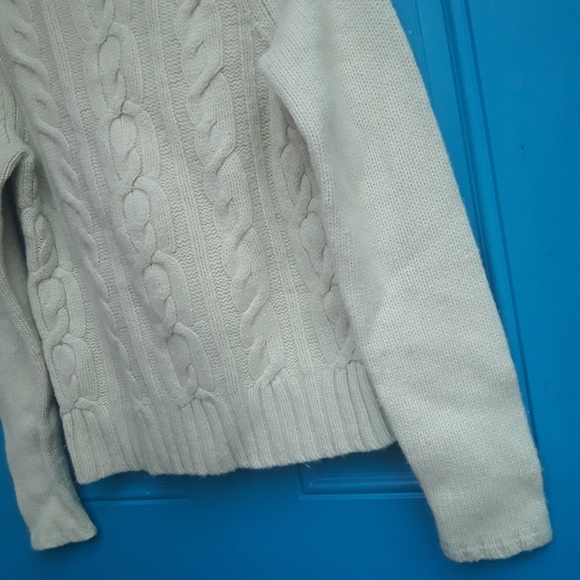 Cashmere Wool Angora Sweater Cable Knit Sage Green - Picture 15 of 16